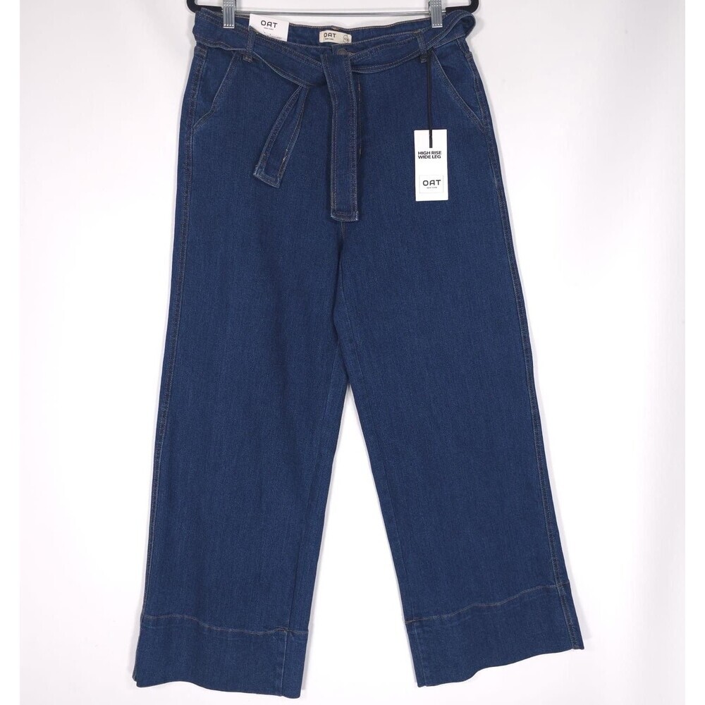 NWT OAT NEW YORK Women’s Jeans Size 4/27 High Rise Wide Leg Tie Belt